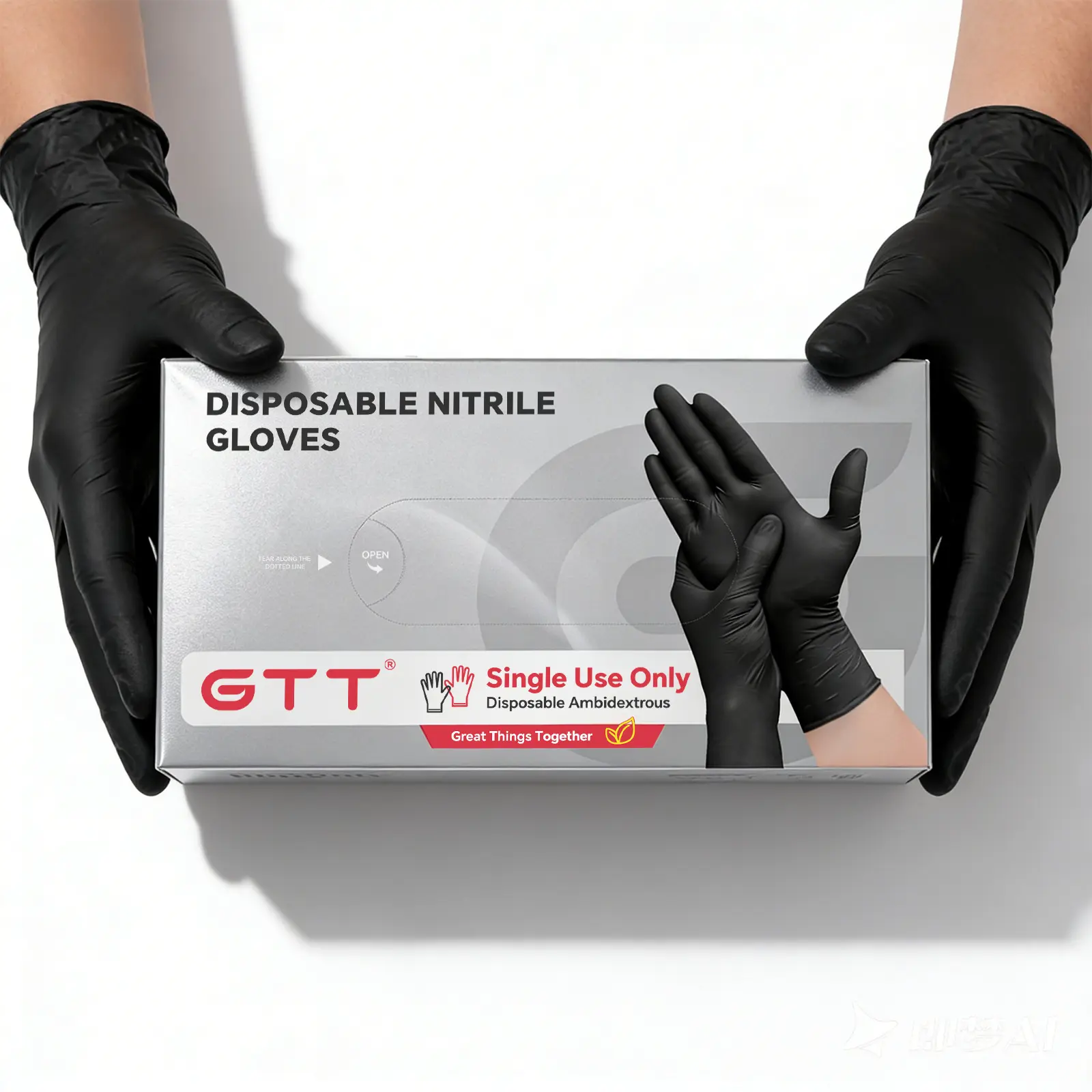 GTT Black Disposable Nitrile Gloves - 4.5 Mil Heavy Duty, 100/200PCS Box, Food-Safe, Hypoallergenic, Puncture/Tear Resistant, Ambidextrous, Anti-Slip Touchscreen Fingertips for Workshop/Kitchen Cooking, Garden, Daily Chores Hand Protection