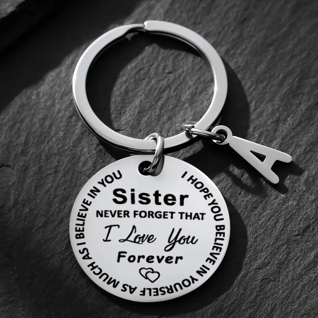 Personalized Stainless Steel Keychain - Custom, Engraved Matching, Corrosion Resistant, Elegant, Everyday Carry Gift For Sister, Custom Keychain, Engraved Matching Keychains