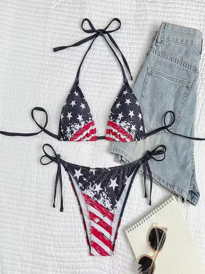 2pcs European and American split swimsuit for women, new sexy tight-fitting backless bikini for foreign trade