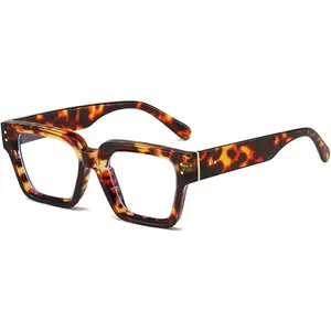 Fashion Square Glasses for Women Men Trendy Thick Frame  Eyeglasses Black Frame Clear Lens eyewear