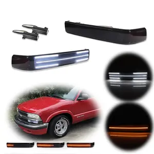 2pcs Smoke Front Switchback LED Signal lamps Lights For 1998 1999 2000 2001 2002 2003 2004 Chevy S10 Blazer GMC Sonoma,Replace OEM 15098267, 15098268, GM2521162, GM2520162