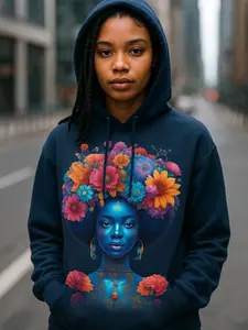NeoSoul Flower Child Hoodie Navy Blue