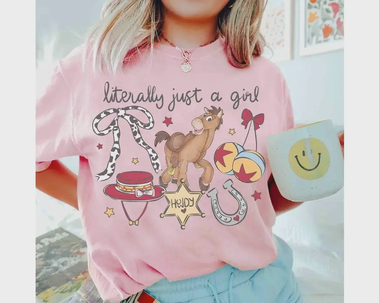 Vintage Retro Coquette Bow Jessie Cowgirl T-shirt, Literally Just A Girl Tee, Girls Trip, Women Tee