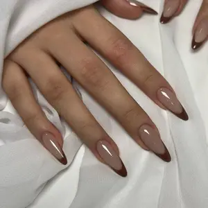Almond Nail Shapes, Classic French Manicure Variations, Nude Milk Tea Base, Deep Gradient Tips, Clean Sharp Edges