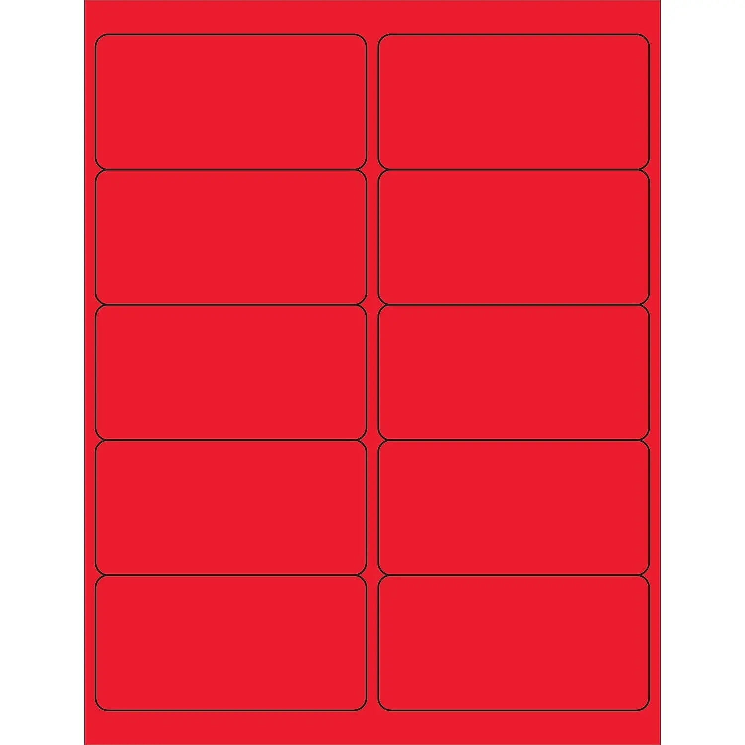 Box Partners LL178RD Rectangular Laser/Inkjet Labels, 4 x 2 in. Fluorescent Red, Permanent Glue, Pack of 1000, Labeling Tags