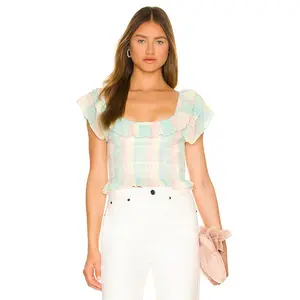 LoveShackFancy Saba Crop Top in Multi Horizon
