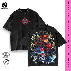 Alastor x Vox Tee & Hoodie • Hazbin Vees Graphic Streetwear • Vintage Oversized Acid Wash • Trendy Indie Animation Merch • Heavyweight Comfort Cotton