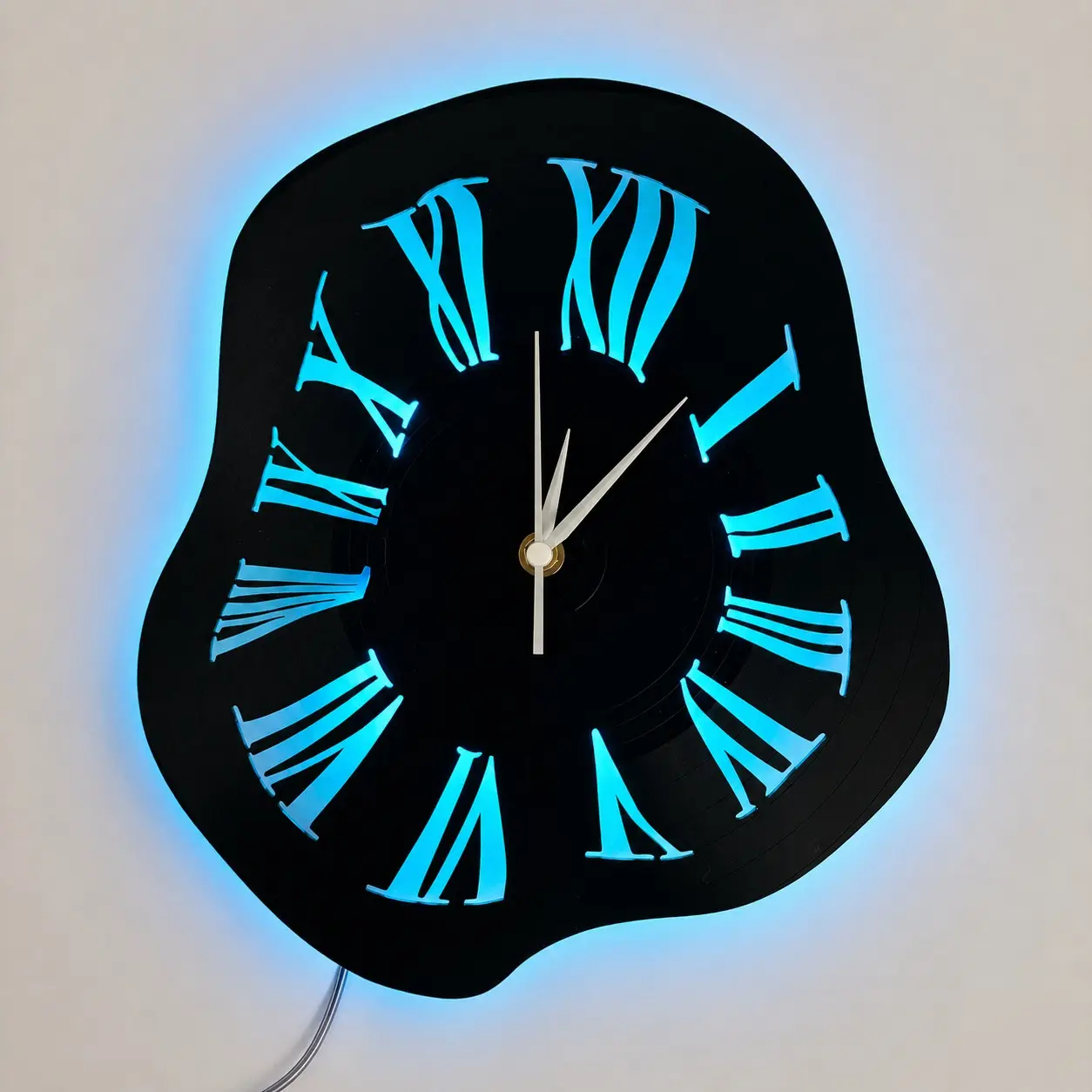 Vintage Vinyl Record Wall Clock, Unique Design, Unique Shape, Colorful Glowing Clock, Glow in the Dark, Silent Home Decor, Silent Operation, Ideal for Living Room, Bedroom, Kitchen, Christmas, Halloween, Birthday Gift, Decorative Wall Clock