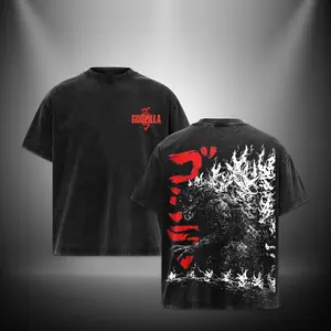 Godzilla Retro Vintage Menswear Gift movie fans Top Apparel Classic Oversized Seamless Simple Straight Man Clothes Cotton designer shirts Movie Shirt, graphic tees, men gifts, ,Graphic Streetwear T-shirt