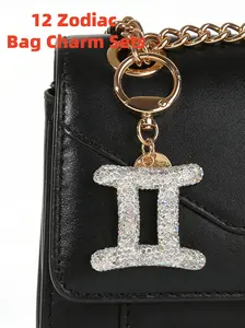 12 Zodiac Bag Charm Pendants, Unique Fashion Accessory for Bags & Keys, Perfect Gift for Women and Girls, Daily Use