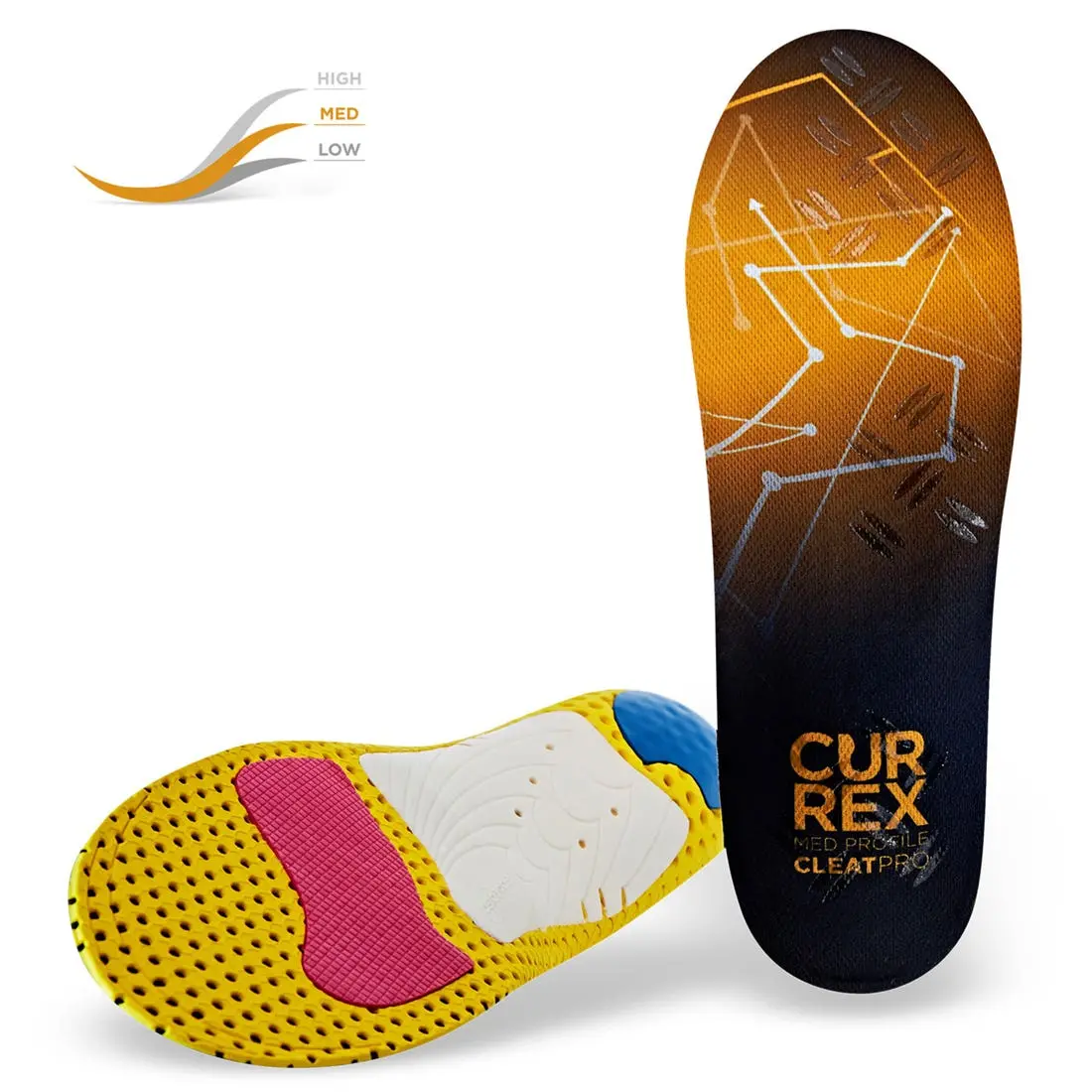 CleatPro Medium Arch Shoe Insoles for Cleats, Athletic Inserts with 3D Arch Support and Anti-Slip Grip for Enhanced Performance, Footwear, Athletes, Ball Control