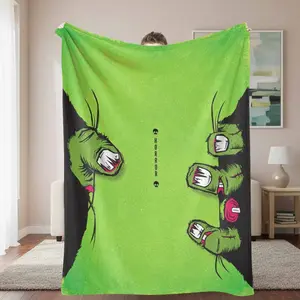 Monster Claws Flannel Fleece Blanket Vibrant Green Reptilian Beast Fingers Print UltraSoft Lightweight Plush Warmth Breathable Cozy Texture For Bed Sofa Living Room Couch Camping Travel Outdoor Adventures