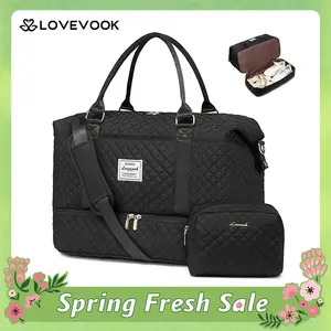 LOVEVOOK Weekender Bag Travel Duffel Bag with Shoe Compartment and Toiletry Bag for Women, Carry on Overnight Bag, Travel Essentials. SpringStatements