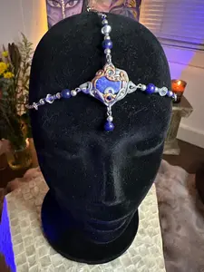 Lazuli Crown Activation Boho Headpiece with Blue Beads and Intricate Design for Festivals and Events