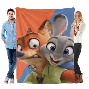 Disney Zootopia Judy and Nick Cooling Blanket - Character-Themed Cozy Night Snuggle Blanket for Disney Zootopia Fans - Versatile Home and Travel Accessory