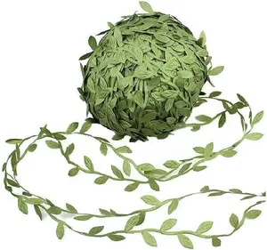 Gold Leaves Leaf Ribbon Trim Rope - 20 Yards - for DIY Craft Party Wedding Home Decoration