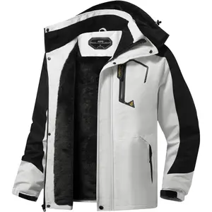 Men's Waterproof Ski Jacket Winter Warm Snowboard Coat Fleece Lined Windproof Breathable Snow Jacket with Hood for Skiing Snowboarding Hiking Mountain Outdoor Activities