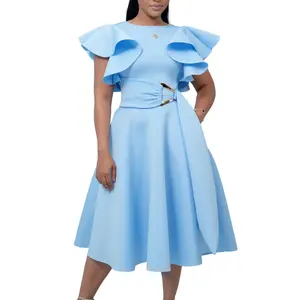 Spring Summer Clothes Dashiki African Dresses for Women  Fashion Africa Short Sleeve O-neck Polyester Party Evening Midi Dresses Africa Clothing