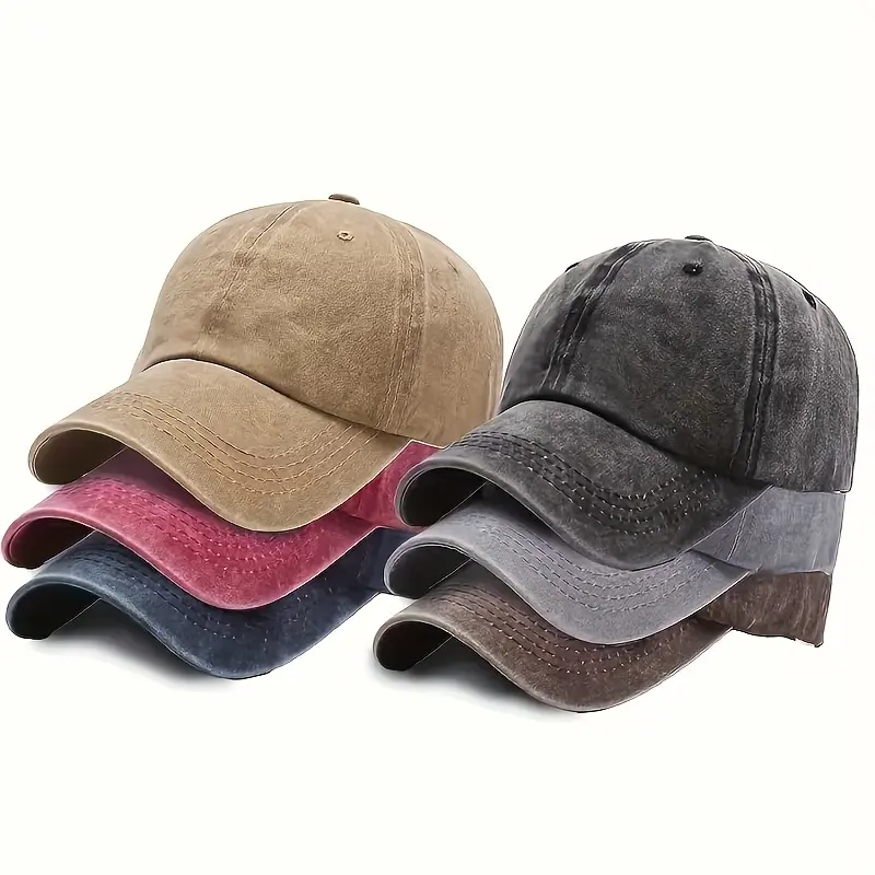 Unisex 6-Piece Adjustable Snapback Dad Hats Set - Lightweight Vintage Washed Baseball Caps, Breathable Polyester Blend, Mix and Match Mens Casual Hats, Men's Hats