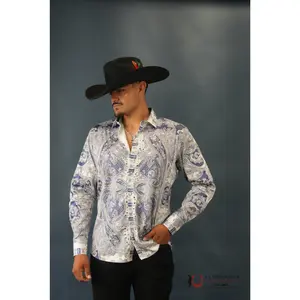 MENS PEDRERIA BLUE MARMOL LONG SLEEVE SHIRT SPR10