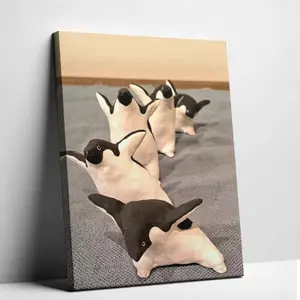Funny Penguin Meme Canvas Wall Art Goofy Animal Poster Prints Silly Dancing Adelie Typography Artwork Living Room Bedroom Hallway Apartment Dorm Creative Home Decor Picture