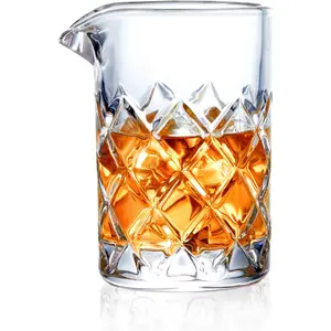 KITESSENSU Bar Cocktail Mixing Glass, Seamless Cocktail Pitcher for Stirred Cocktail with Weighted Bottom, Old Fashioned Bartender Accessory and Tool - 18Oz 530Ml KITESSENSU