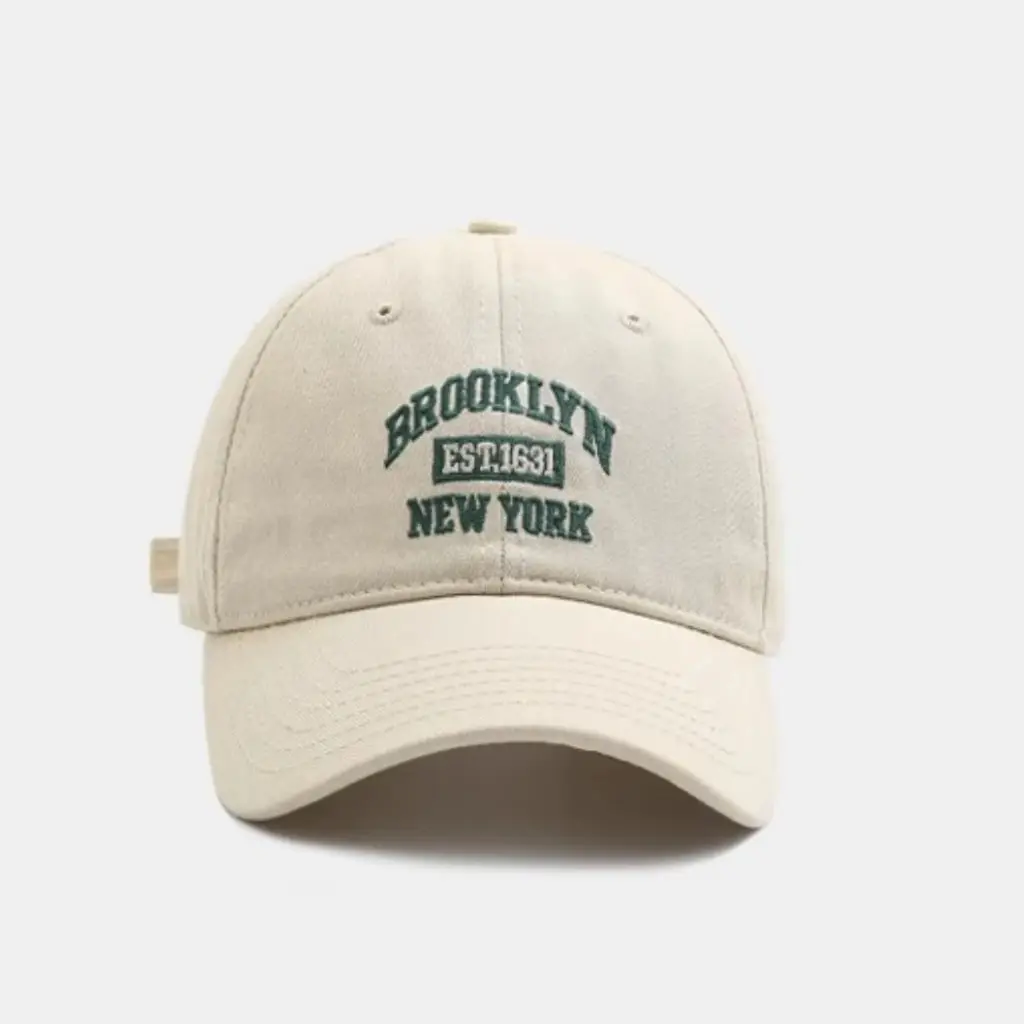 Brooklyn New York Embroidered Baseball Cap Beige Adjustable Dad Hat Unisex