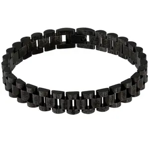 Mistero for Him Men's Panther Link Stainless Steel Bracelet