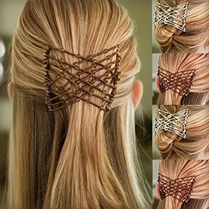 1pc Magic Hair Comb Vintage Bead Stretchy Magic Clip Comb Crystal Stretch Faux Pearls Decor Hair Accessories Hair Jewelry Hair Styling Decoration