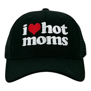 I Heart Hot Moms Hat Funny Sarcastic MILF Lovers Graphic Novelty Cap Funny Hats Funny offensive  Novelty Caps for Men Black - Standard