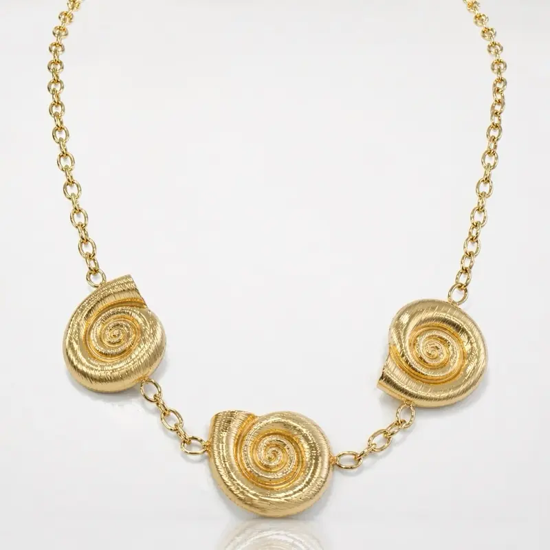 Elegant #10 Gold Spiral Necklace with Three Interlocking Coils for Stylish Everyday Wear Stainless Steel PVD 18 k # 10