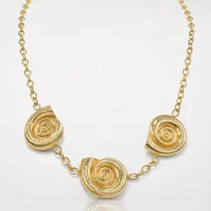 Elegant Gold Spiral Necklace with Three Interlocking Coils for Stylish Everyday Wear Stainless Steel PVD 18 k # 10