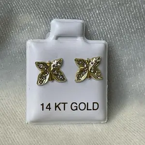 14k Gold Butterfly Earrings - 14 KT Gold Studs with Butterfly Design