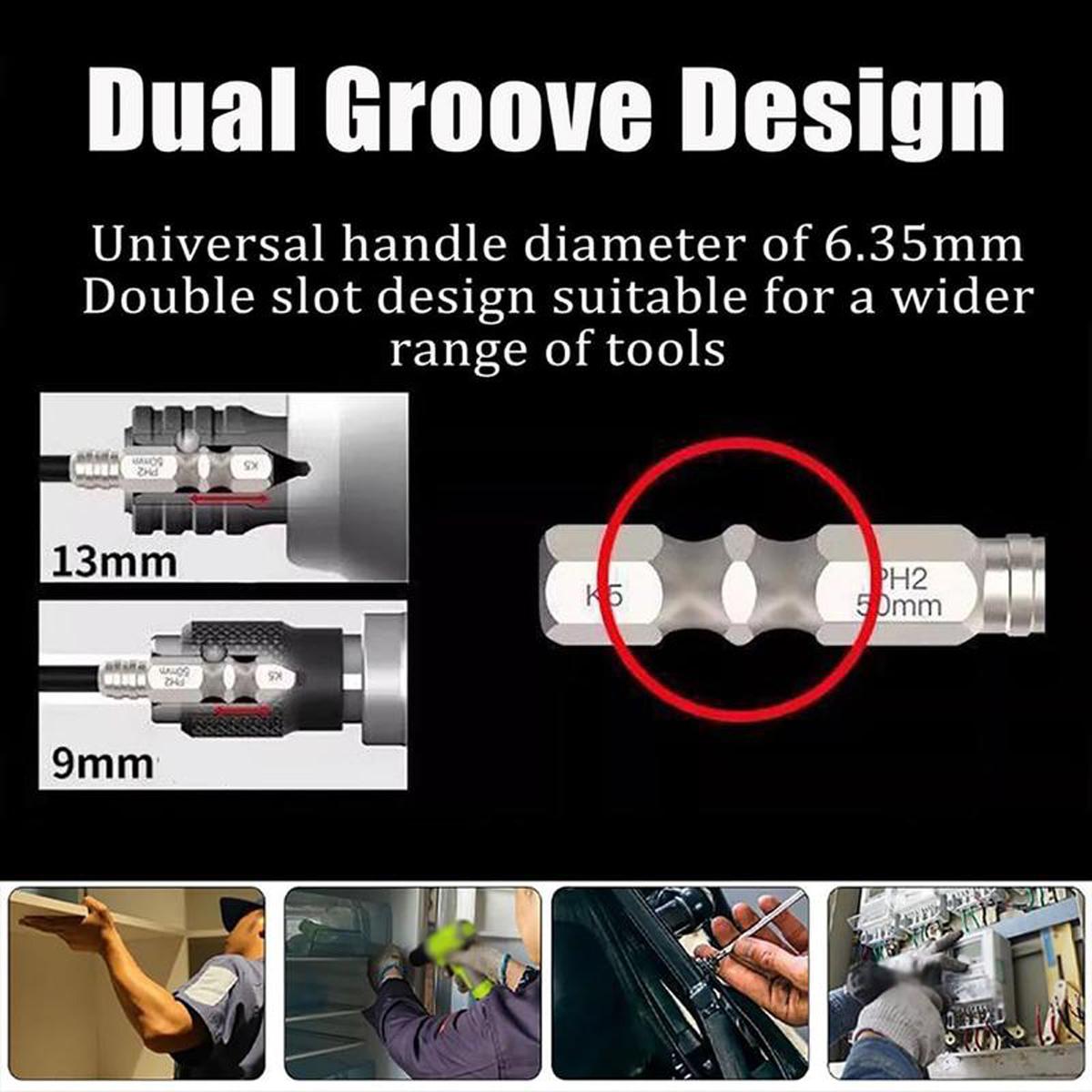 VAYWET 12PCS / 6PCS K5 Anti Slip Bit, Set Bit Obeng K5 Impact Resistant Non Slip Bit, Batang Hex 1/4 Inci High Magnetic Screwdriver Drill Bit Set, Anti-Slip Ph2 Impact Driver Set, Non Slip Screwdriver Bits High Magnetic Lifesparking Drills Bits