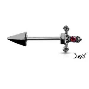 Red Gem Black Dagger Nipple Ring