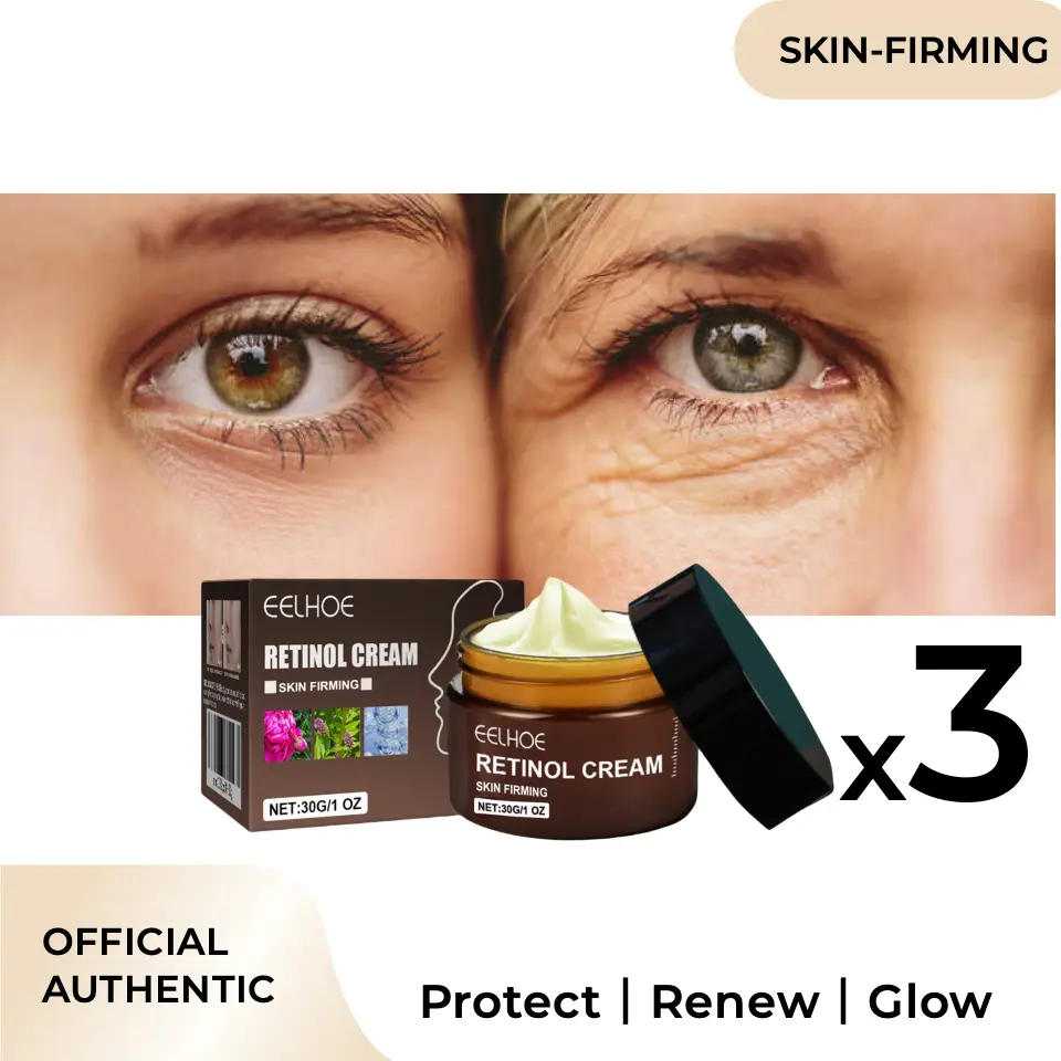 EELHOE Retinol Facial Cream (30g x 3) - Hypoallergenic Sensitive Skin Moisturizer, Firming, Deep Moisture, Alcohol-Free Gentle Formula with Vitamin A & C, Radiant Boost, All Types
