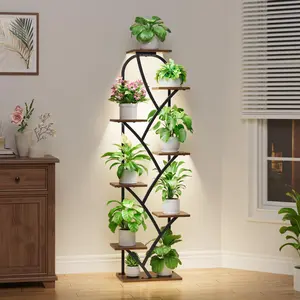 Plant Stand Indoor With Grow Lights - Corner Plant Stand For Indoor Plants, 51" Lighted Plant Shelf Indoor, 8 Tiered Tall Flower Holder, Dsiplay Rack For Living Room, Hallway, Home summerwins