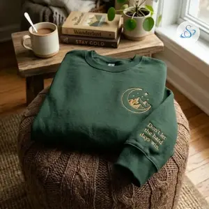 Don’t Let the Hard Days Win Embroidered Sweatshirt, Cozy Mountain Moon Crewneck, Inspirational Mental Health Pullover, Bookish Gift for Readers and Women