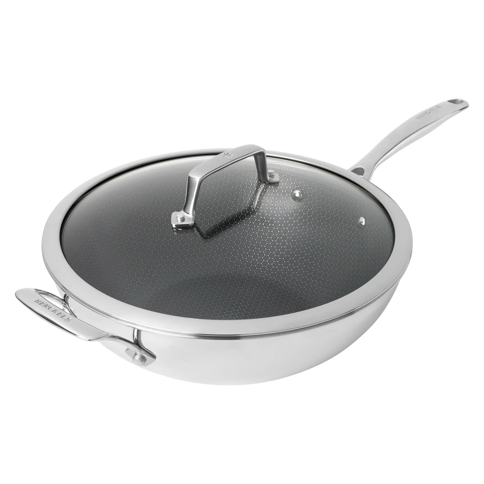 Henckels Paradigm Ceramic 12-inch Stainless Steel Dual Performance Wok with Lid