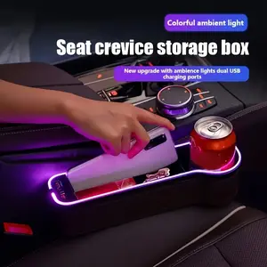 Car Seat Gap LED Light Storage Box, Portable Car Organizer, Car Console Organizer, Durable Design, Ideal for Organizing Essentials, Easy Installation