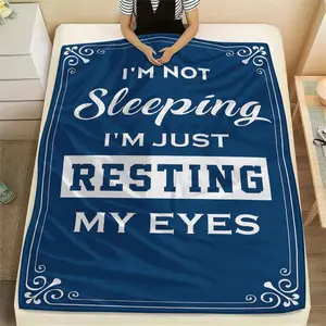 Ultra-Soft Flannel Throw Blanket - Funny I'Not Sleeping, I'Resting My Eyes Saying - All-Season Couch Bedspread - Heavy-Duty 250-300gsm - Birthday, Anniversary, Dad, Husband, Son - Blue - Home, Office