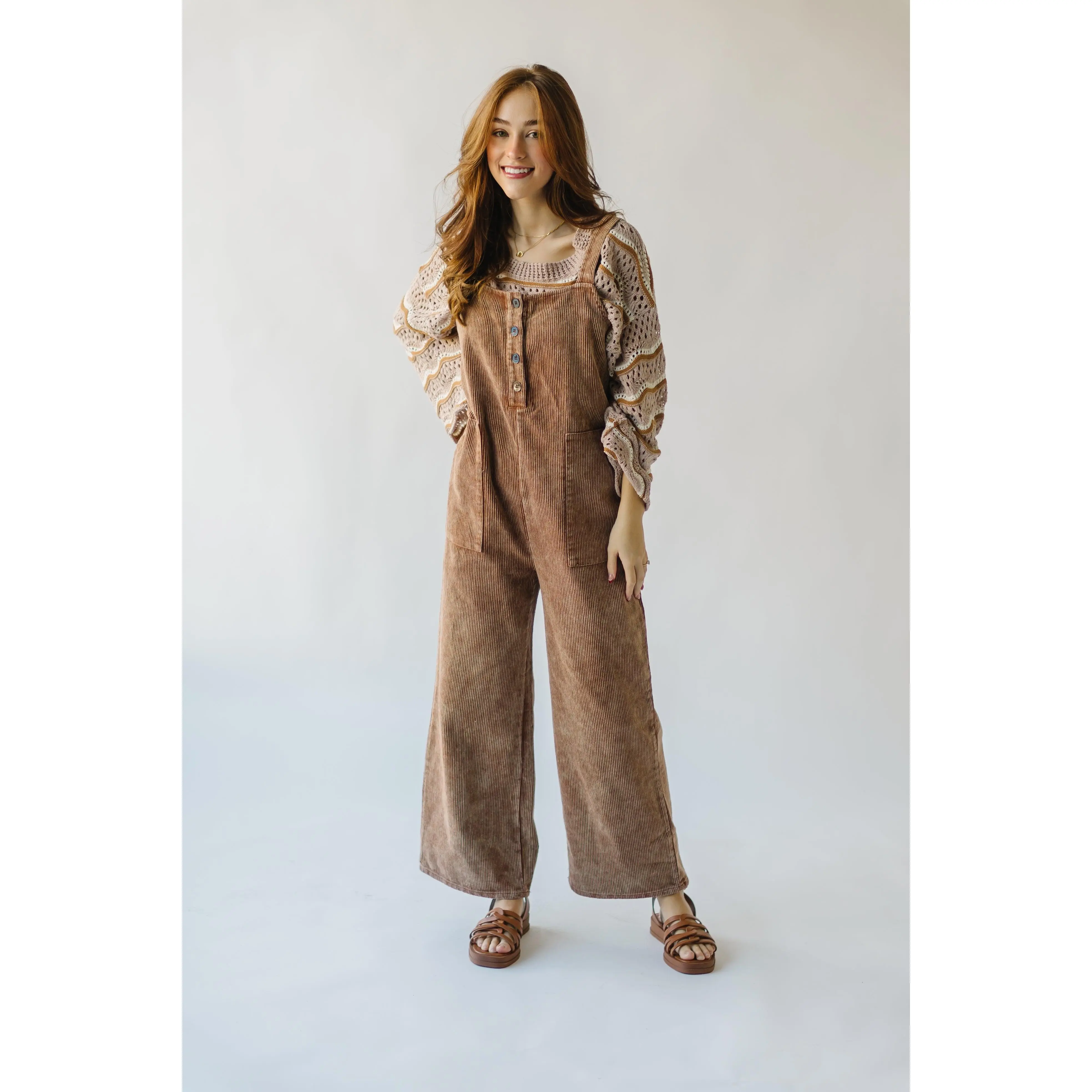 The Belliston Vintage Washed Corduroy Overall in Camel