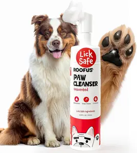 Roofus Lick Safe Paw Cleaner for Dogs & Cats No Rinse Gentle Unscented Foaming Cleanser with Built in Brush for Repairing Restoring Cracked Paws