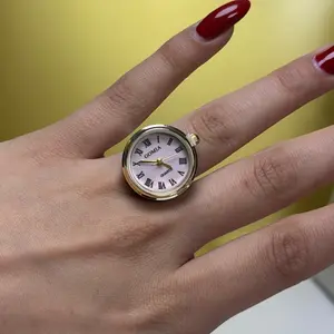 Rose Gold Ring Watch – Pink Dial Mini Finger Watch | Adjustable Stainless Steel Band | Quartz Waterproof Ring Watch