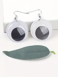 Round Eye Design Earrings, 1 Pair, Hip-Hop Fashion, Gothic & Cartoon Style, Quirky Statement Jewelry, Halloween Ornaments, Punk Style Earrings