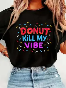 Donut Lover Gifts Donut Kill My Vibe Short Sleeve Crew Neck Casual Top