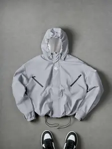Men's Casual Tech Raincoat, Outdoor Waterproof Lightweight Design, Graphic Long Sleeve, Perfect for Daily Wear and Travel Essential J Jacket Outerwear
