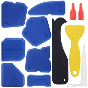 12 Pieces Silicone Sealant Finishing Grout Caulking Tools Kit with Replaceable Pads for Skirting Base Boards, for Bathroom Kitchen Sealing Caulk Removal Tool Blue