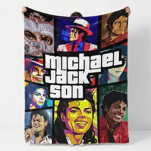 MJ Legend Music Star Collage Throw Blanket, Ultra-Soft Flannel Fleece, Aesthetic Retro Pop Decor, Premium Commemorative Gift for Michael Jackson Fans