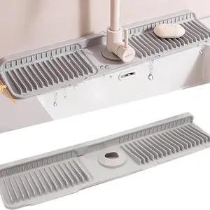 Kitchen Sink Faucet Mat, Silicone Folding Splash Guard, Draining Mat with Button Lock, Sink Faucet Protector, Sink Accessories for Kitchen Household Items Cleaners